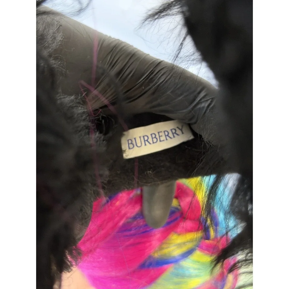 Burberry Black Faux‎ Fur Ear Warmers Headband Rainbow Hair Accents